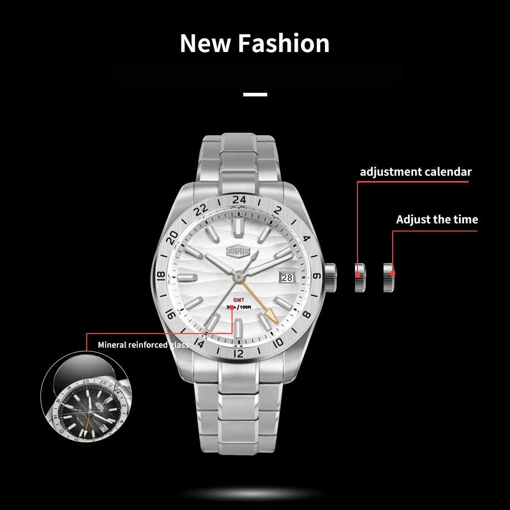 HEROFORCE Men's Well-known Brand Watch; Men's Fashion Waterproof Luminous Stainless Steel Band Casual Calendar Quartz Men Watch