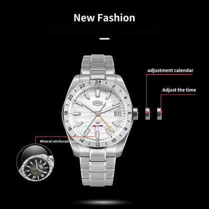 HEROFORCE Men's Well-known Brand Watch; Men's Fashion Waterproof Luminous Stainless Steel Band Casual Calendar Quartz Men Watch