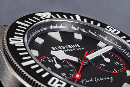 SEESTERN Chronograph Man's Watch Mechanical Tianjin ST1901 Movement Sapphire Wristwatches Nylon Sticker Strap Luminous Skeleton