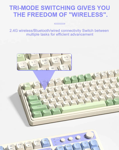 AULA S99 독거미 키보드 Membrane KeyboardWireless Bluetooth Wired Three Mode RGB Gamer Keyboards Office Typing Mute 99 Keys