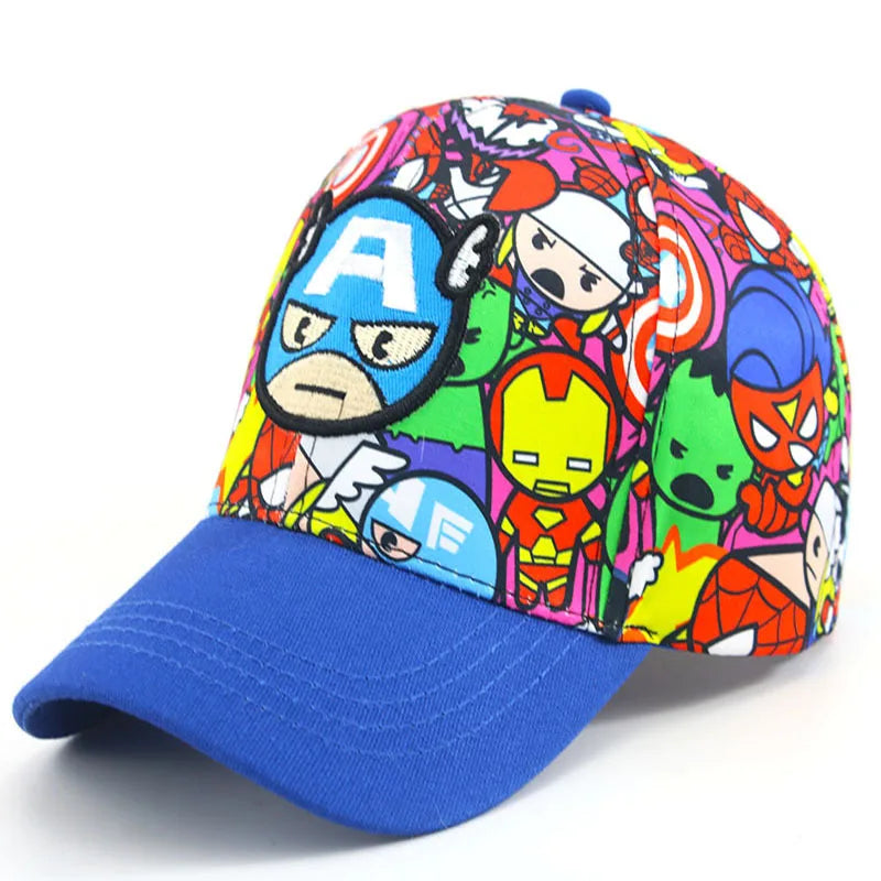 Marvel Avengers Superhero Iron Man Spider-Man Cartoon Children Spring and Autumn Baseball Cap Sun Protection Cap Sunscreen Hat