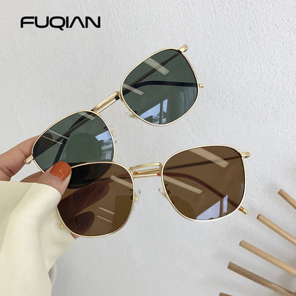 Fashion Metal Square Sunglasses Women Men Stylish Round Sun Glasses Ladies Retro Black Driving Shades UV400