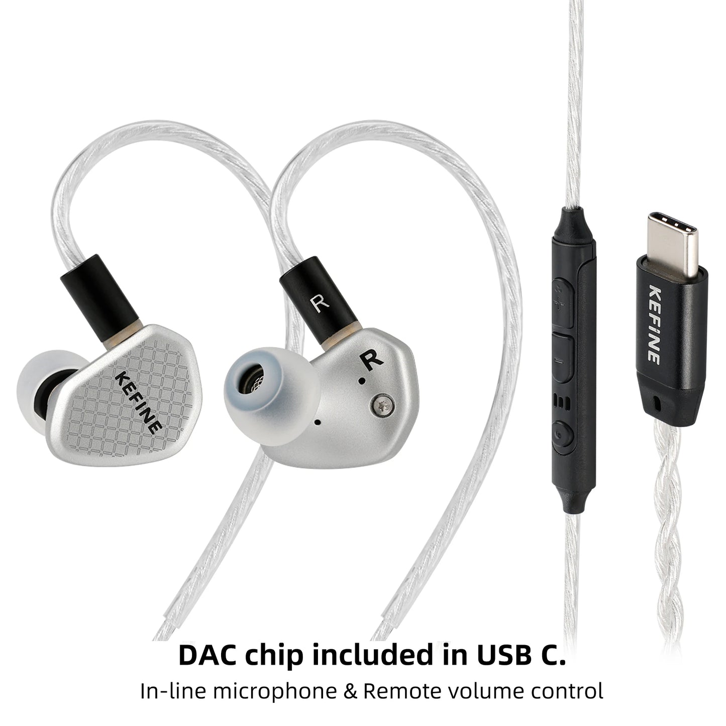 Angelears Kefine Klean SV 10mm DLC Diaphragm Dynamic Driver IEMs – Hi-Fi In-Ear Earphones with Interchangeable Nozzles &amp; Silver-Plated SPC Cable