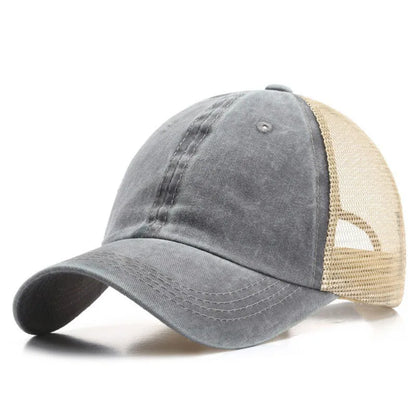 Custom Logo Blank Baseball Cap For Men Summer Breathable Mesh Hat Women Vintage Washed Distressed Trucker Sun Hats