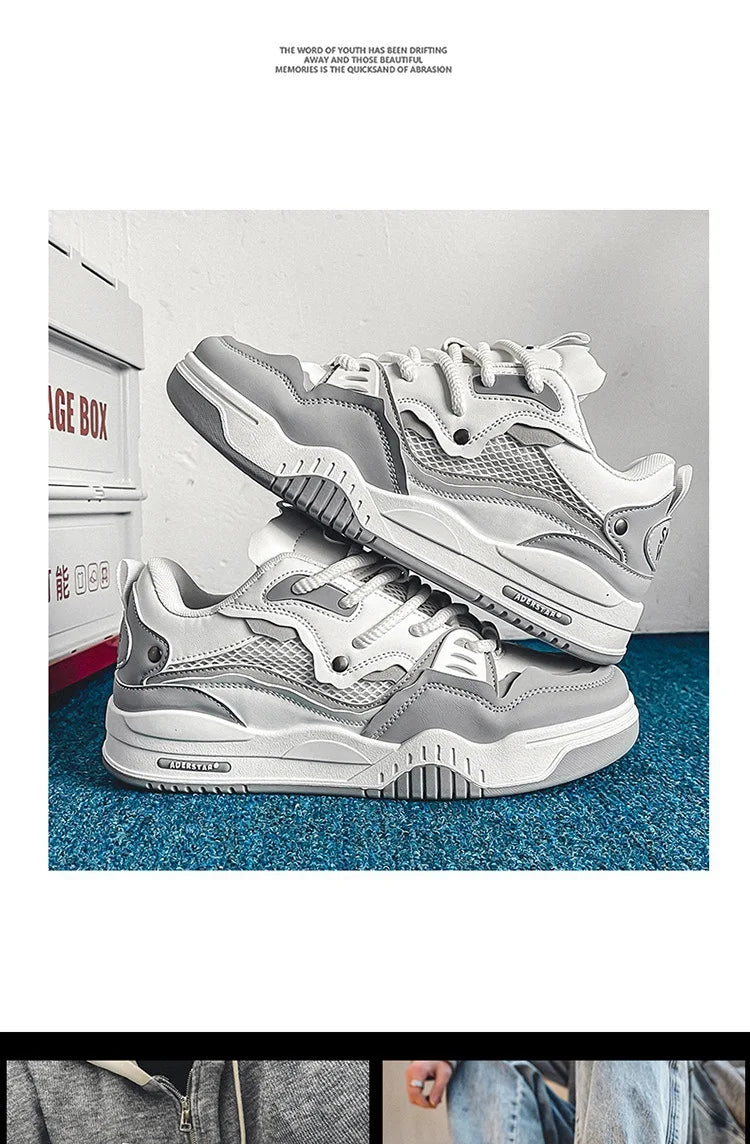 New Mesh Men's Casual Sneakers Comfortable Male Running Shoes for Men Lace-up Platform Skateboard Shoes Student Sports Sneakers