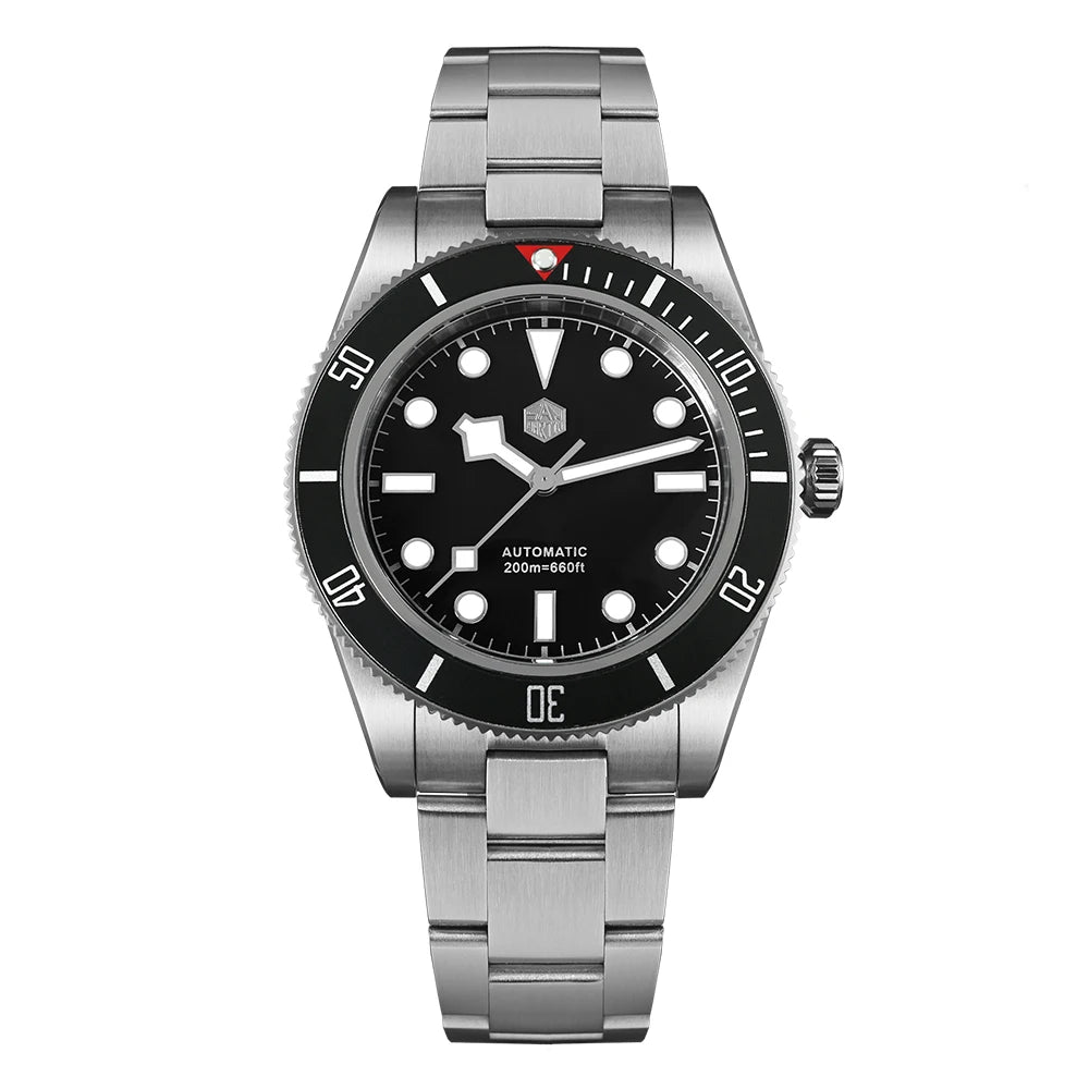 San Martin 40mm Retro Luxury Diver Watch NH35 Automatic Mechanical Watches for Men with Sapphire 200m Waterproof Luminous SN0008