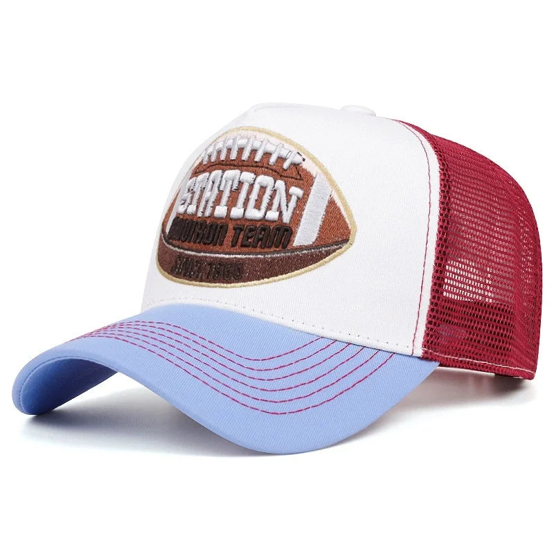 Hot Sale Unisex Baseball Cap Classic STATION Letter Pattern Mesh Cap Men And Women Breathable Streetwear Summer Trucker Hat