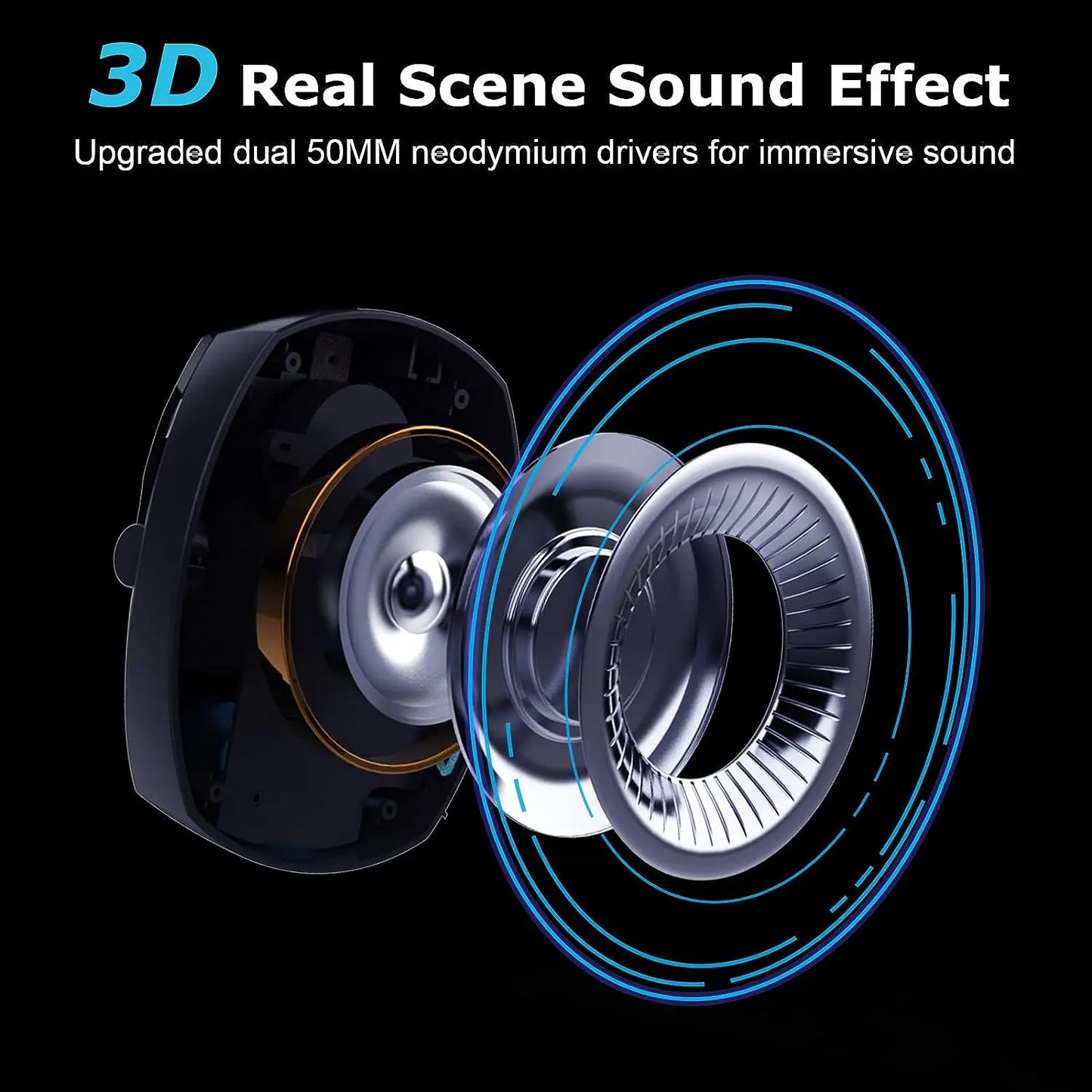 Gaming Headset with Detachable Noise Cancelling Microphone – 3 Mode Wireless Bluetooth 5.3 2.4G USB & 3.5mm Wired Gaming Headset with 50mm Drivers