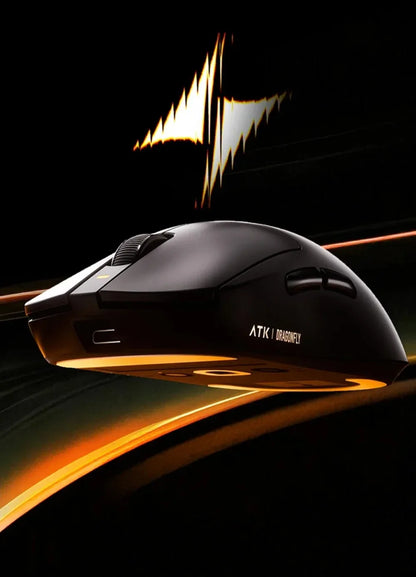 Ratón gaming inalámbrico Bluetooth ATK Dragonfly A9, diseño ergonómico, respuesta rápida, PAW3950 Ultra, 800mAh, ligero, 8KHz, esports
