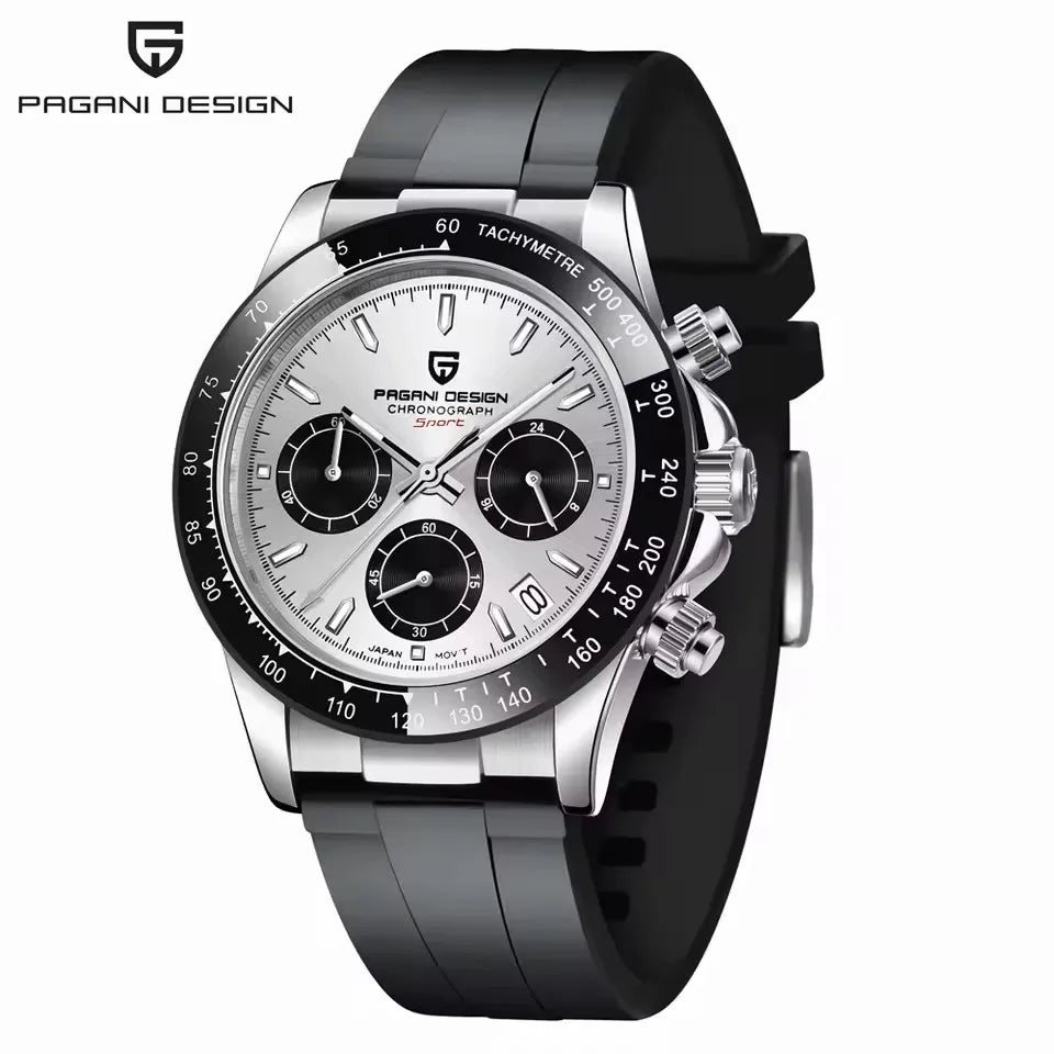 PAGANI DESIGN 1664 Luxury Automatic Mechanical Men's Watch VK63 movement AR Sapphire Crystal Rubber 100m Waterproof Men's Watch