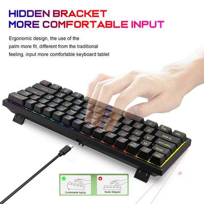 61 Keys Mini Mechanical Keyboard K61 RGB 60% Portable Wired Ergonomic Esports Gaming Keyboard for Computer Laptop Gamer Office