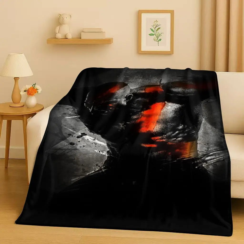 3D Kratos God of War Games Cartoon Gamer Flannel Blanket,Ultra Soft Warm Plush Throw for Home Bedroom Bed Sofa Cover Picnic Kids