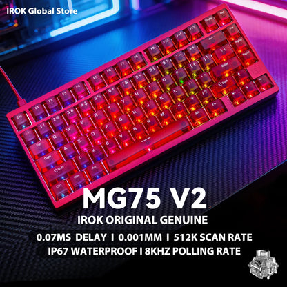 IROK MG75 V2 MG75V2 Aluminum Magnetic Gaming Mechanical Keyboard Rapid Trigger 0.07ms 8KHz 0.001mm 512K Scan rate Gamer Keyboard
