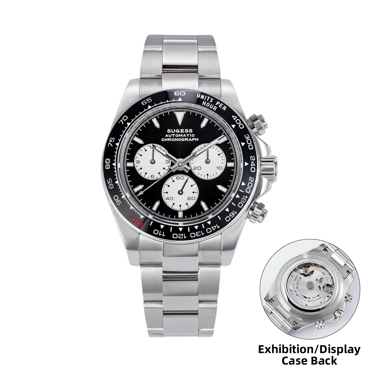 Sugess Diving Men's Watch Panda Automatic Mechanical Chronograph Peacock SL4801 Movement Wristwatch Waterproof Ceramic Bezel New