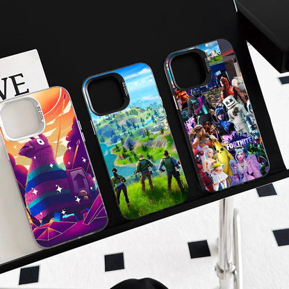 Funda para teléfono F-fornite Game de 1 pieza, carcasa IMD color plata para iPhone 16 15 14 13 12 11 Pro Max Plus