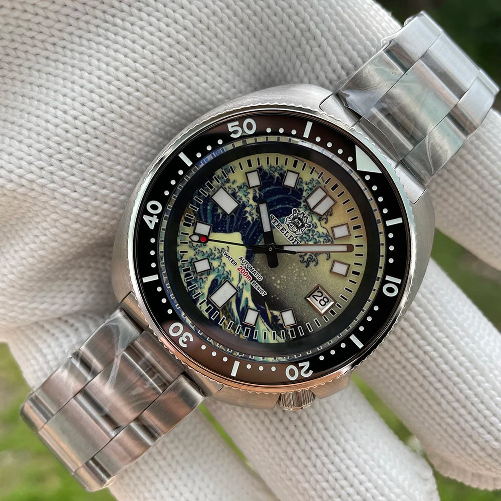 STEELDIVE SD1970J Kanagawa Turtle Full Luminous Dial Ceramic Bezel NH35 Automatic STEELDIVE Official Store Men's Dive Watch