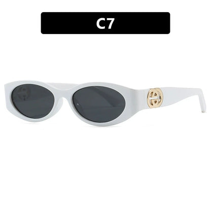 Stylish Small Oval Sunglasses For Women Trendy Design Decoration Fashion Sun Glasses Travelling Hiking Party Women's Shades