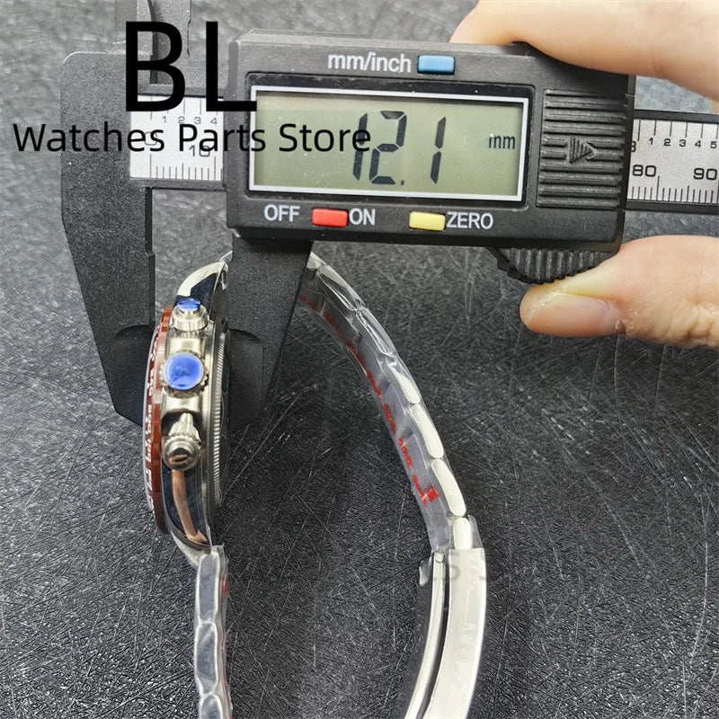 BLIGER 39mm VK63 Men's Quartz Chronograph Watch Ceramic Brown Insert Ice Blue Dial With C3 Luminous Sapphire Crystal Waterproof