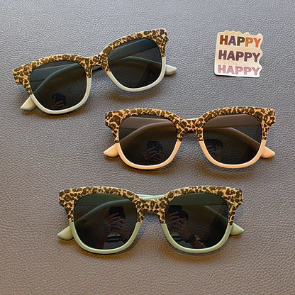 New Children Vintage Leopard Print Square Sunglasses UV400 Outdoor Fashion Girls Boys Protection Sunglass Kids Sun Glasses