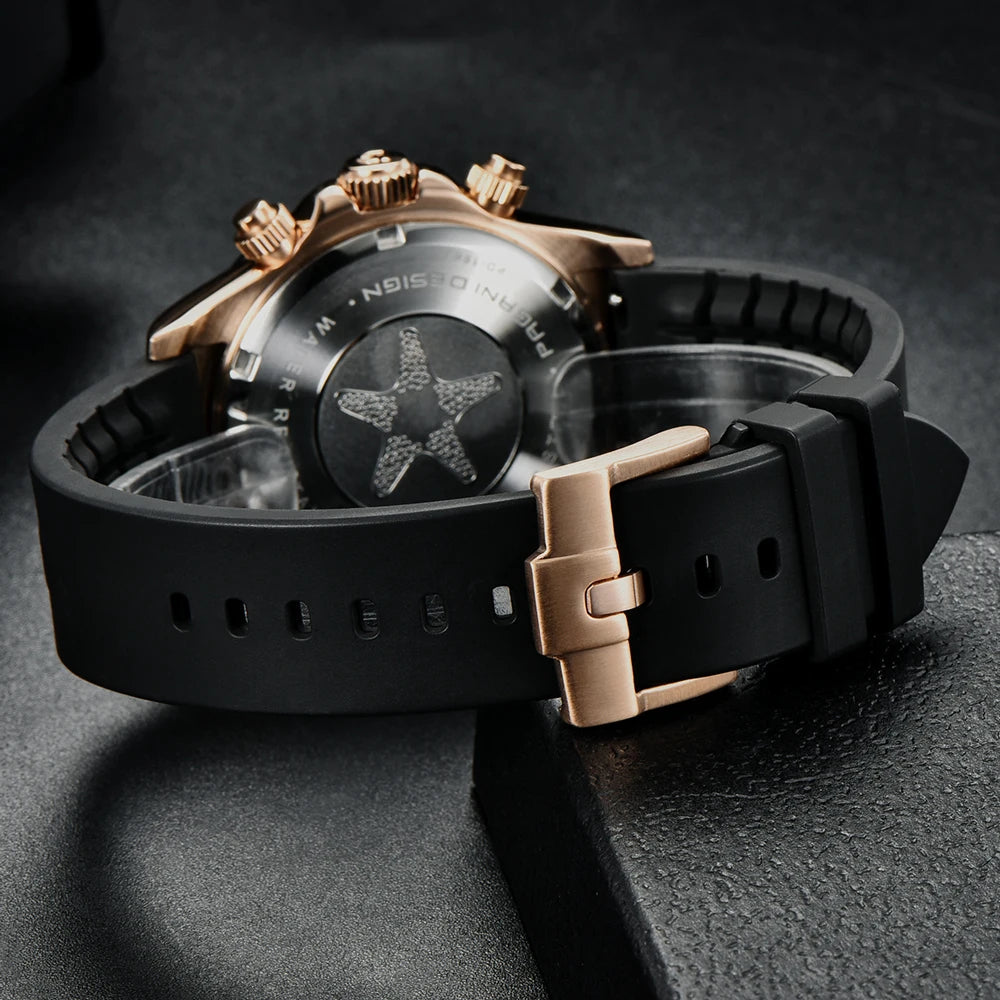 PAGANI DESIGN 1664 Luxury Automatic Mechanical Men's Watch VK63 movement AR Sapphire Crystal Rubber 100m Waterproof Men's Watch