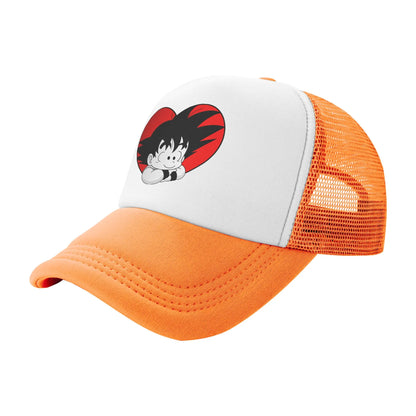 Dragon Ball DBZ Goku Mesh Baseball Cap Adult Vintage Trucker Cap Red Heart Hats Adjustable Polyester Dad Hat Spring Trucker Caps