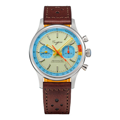 Sugess New Business Watch Mechanical Chronograph ST19 Original Swaneck Movement wristwatches Army Pilot Reloj Hombre Sappire