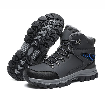 Chaussures d'hiver pour l'extérieur, bottes hautes en peluche douce, chaudes, décontractées, de sport, antidérapantes, résistantes à l'usure, rehaussant la taille, pour hommes