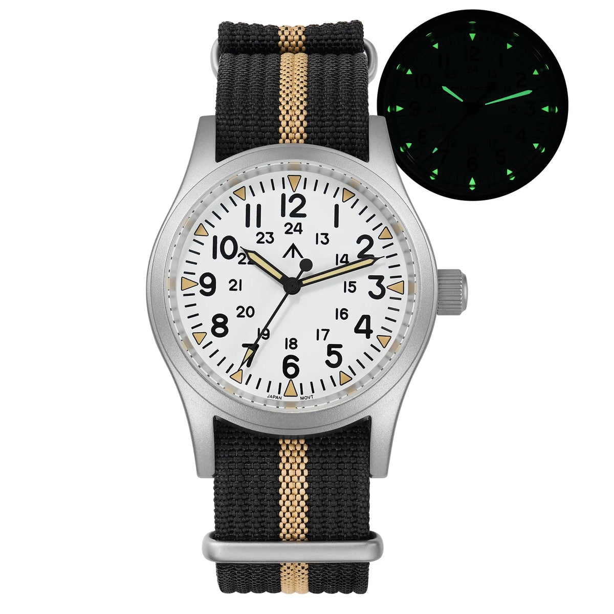 Militado ML05 38mm Vintage Watch VH31 Quartz Movement Field Watches Domed Sapphire Crystal With High Clear AR Coating Wristwatch