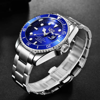 Orologio da uomo LIGE – Cronografo al quarzo, impermeabile, stile casual e professionale, accessorio di moda di lusso di un grande marchio.