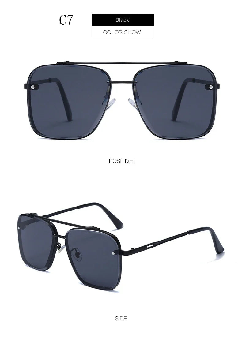 New Metal Square Gradient Sunglasses Fashionable Men Women Luxury Sunglasses Outdoor Sports Driving Fishing Goggles UV400