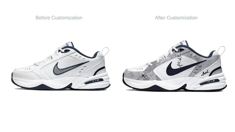 Custom Sneakers Nike Air Monarch 4 "Misty Night Blue Star" Classic Retro Men's Running Shoes