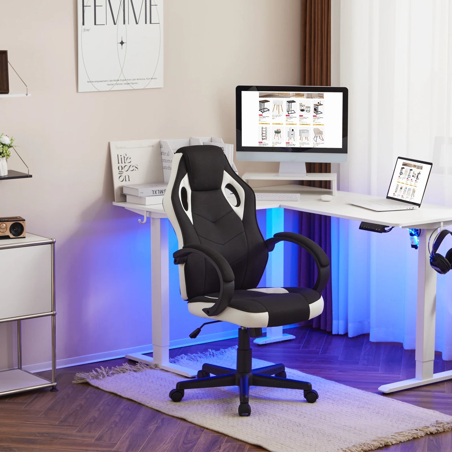 WOLTU Ergonomic Design Gaming Chair Gamer Armchair Office Computer Chair Tilt Mechanism Adjustable Height 360° Swivel High Back