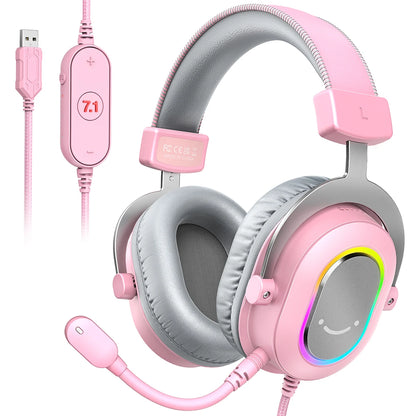 Casque de jeu USB FIFINE avec son Surround 7.1/contrôle de ligne/mode 3EQ, casque RVB avec micro, Plug and Play, pour PC/PS5 -H6