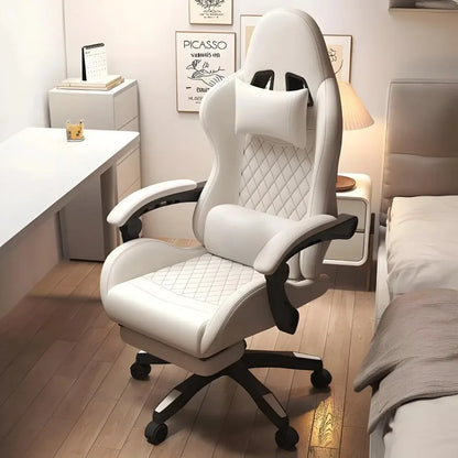 Hestora PU-Leder-Gaming-Stuhl für große und kräftige Personen, ergonomischer Computerstuhl mit hoher Rückenlehne, Fußstütze, Massagefunktion und Lordosenstütze für Erwachsene