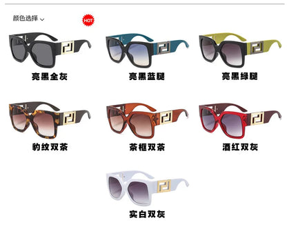 Light Luxury Square Large Frame Sunglasses With Hollow Temples, Personalized Catwalk Sunglasses, Women's Casual Sunglasses UV400