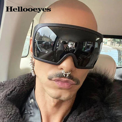 Oversized Black Punk Goggle Sunglasses Women Men Luxury Brand Designer Y2K Sport Sun Glasses Retro One Piece Outdoor Shade UV400
