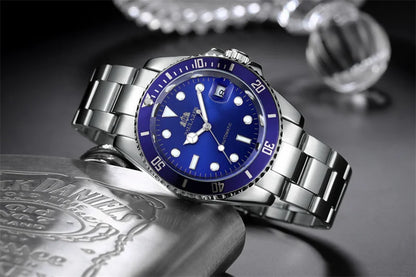 High Quality Automatic Mechanical Watch for Men Stainless Steel Red Dial Date Strong Luminous Luxury Men's Watch
