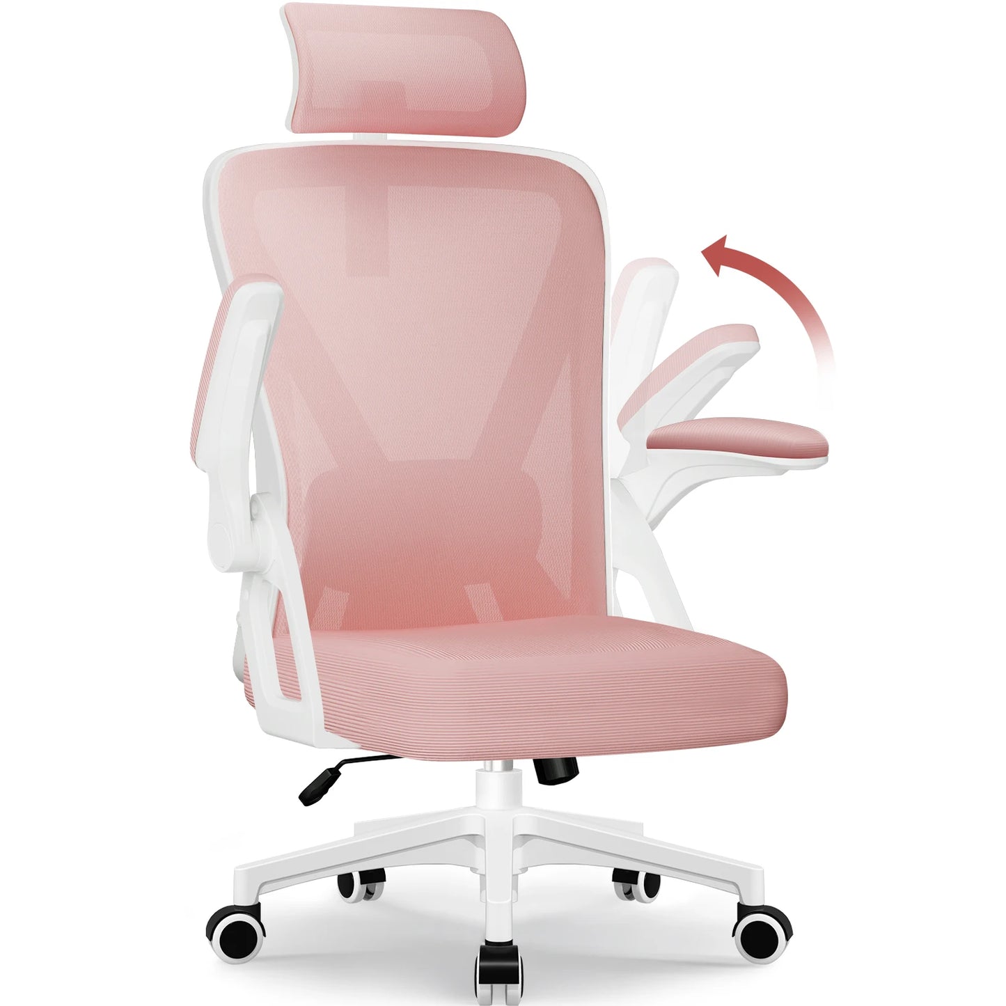Ergonomic Office Chair with Adjustable Lumbar Support, Reclining Computer Desk Chair 90°-135°, Adjustable Headrest & Flip-Up Armrests