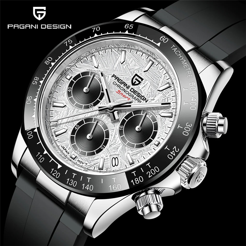 PAGANI DESIGN V2 40MM Meteorite dial Men Quartz Watches Sapphire Retro Chronograph  Waterproof Watch For Men Reloj0 hombr