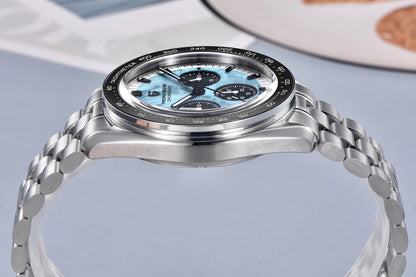 Vyriškas laikrodis „PAGANI DESIGN“ „New Moon“ – prabangus kvarcinis laikrodis su chronografu, safyro stiklu su antirefleksine danga, keraminiu rėmeliu ir šviečiančiomis rodyklėmis