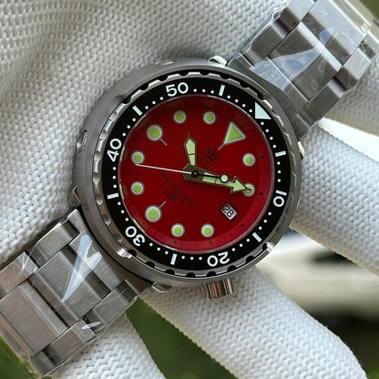 STEELDIVE Popular SD1975 47.5MM Case Red Dial 300M Waterproof AR Sapphire Glass Tuna Dive Men's NH35 Automatic Watches for You
