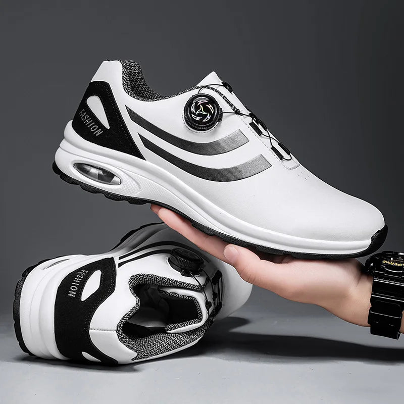 Golf Shoes Air Cushion Men Sports Running Driving Shoes Breathable Lightweight Comfortable Athletic Nonskid Rotating Sneakers