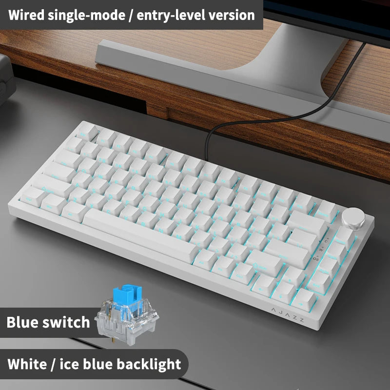 Ajazz AK820 /AK820PRO Gaming Mechanical Keyboard 82 Keys Wired Bluetooth 2.4GHz Wireless Gamer Keyboard Custom Gasket for Laptop