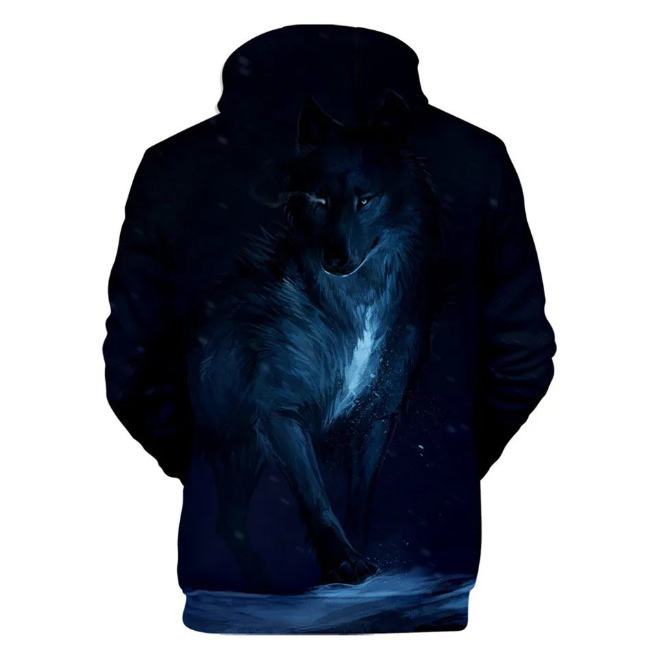 Cool Space Galaxy Wolf Hoodie Hoodies Men Bright Wolf Fashion Handsome Wolf Hoddies Spring Autumn Pullovers Sweatshirts Sweat