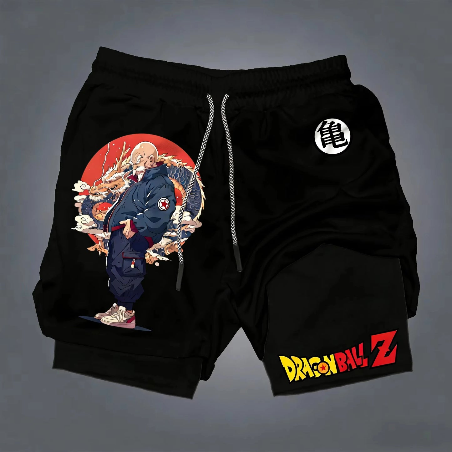 Fashion Dragon Anime GOKU Peripheral Printed Double Layer Shorts Latest Spring and Summer Sports Men's Loose Breathable Pants