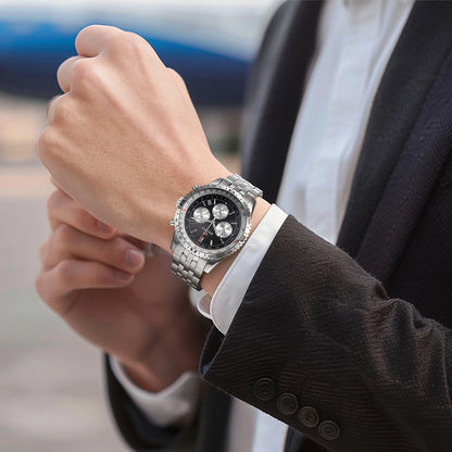 BERNY Chronograph Watches for Men Aviation Multifunction Quartz Men's Watch Date Sapphire Super Luminous Luxury Wristwatch