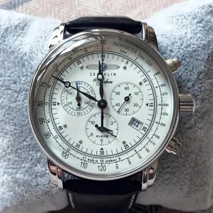 Zeppelin Airship Automatic Date Mens Leather Band Fashion Luxury  Business Casual Men Watches Gift Men's Waterproof Watch