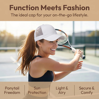 New Mesh Baseball Caps High Ponytail Snapback Cap Hollow Back UV Protection Sun Hat Casual Messy Hair Bun Ponytail Baseball Caps