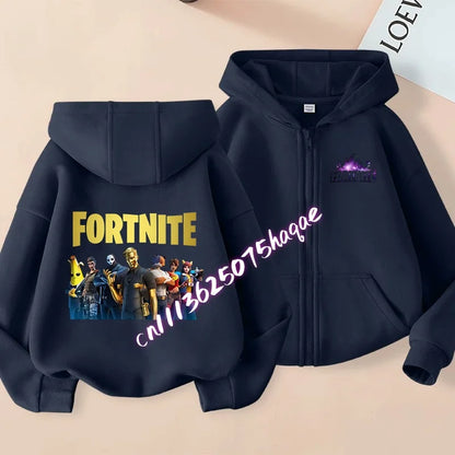 Fortnites Kinder-Kapuzenjacken mit Reißverschluss Anime Fortress Night Sweatshirts Game Frühling Herbst Hoodies Sportbekleidung Kinderkleidung Geschenk