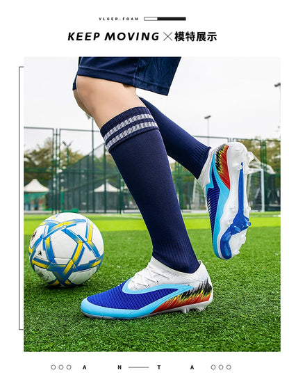 New Men Football Boots Cleats Shoes Soccer Long Spikes FG Ultralight Training Soccer Shoes Non-Slip Outdoor Match Drop Shipping